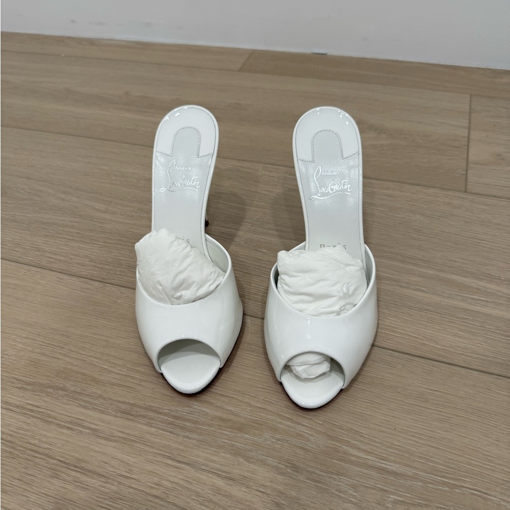 Christian Louboutin White Peep-Toe Mules